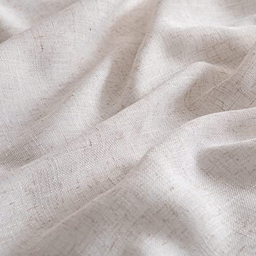 MIULEE Natural Linen White Curtains 52x90 Inches - Pack of 2 for Bedroom & Living Room