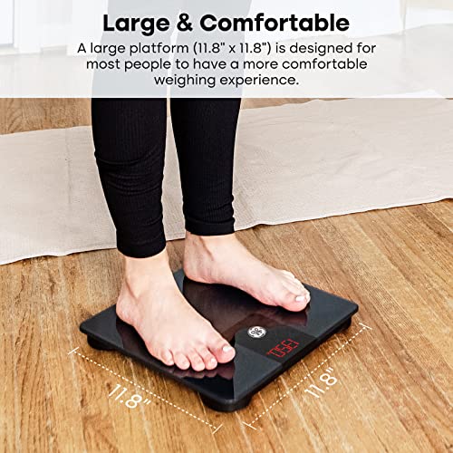 GE Digital Bathroom Scale Black 500lb Capacity - Heavy Duty Body Weight Scale