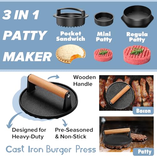 Pontual 31-Piece Griddle Accessories Kit for Blackstone Flat Top BBQ Spatula Set with Melting Domes, Burger Press & Apron