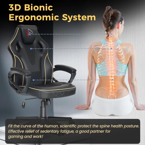 Gaming Chair Ergonomic PC Racing Chair with Link Armrest - Black