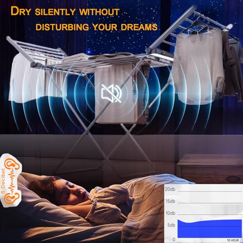 Heated Clothes Drying Rack - Folding Electric Garment & Towel Dryer, Space Saving Indoor Outdoor