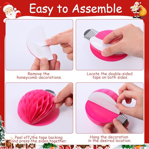 Pajean 15Pcs Christmas Honeycomb Lights Decorations 3D Paper Bulbs & Balls