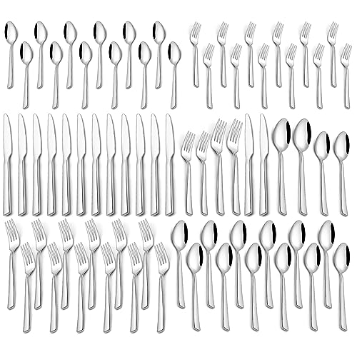 Yoehka Modern 60-Piece Stainless Steel Silverware Set for 12 - Flatware