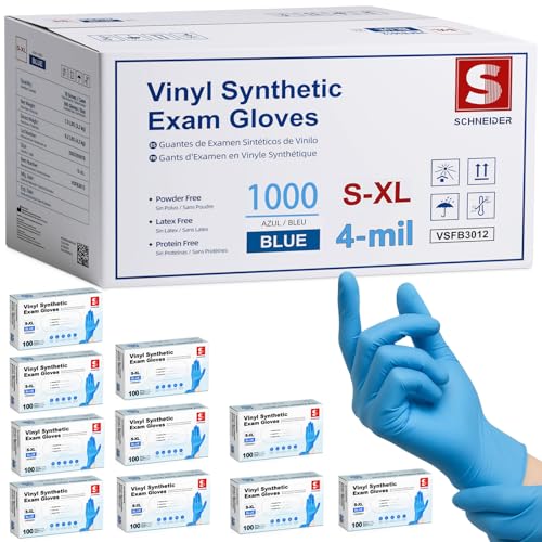Blue Large Medical Nitrile Vinyl Blend Disposable Gloves Latex-Free - Schneider