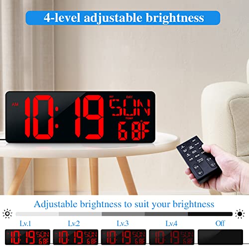 17.2"Large Digital Wall Clock Large Display with Remote Control