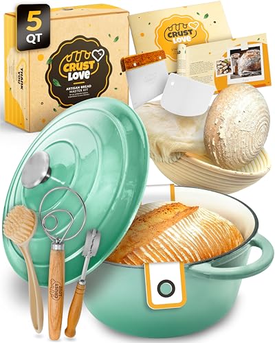 Green 5QT Cast Iron Bread Oven with Lid for Sourdough & Artisan Baking