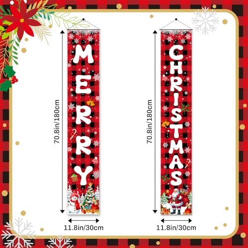 Christmas Hanging Banner Set - Porch & Wall Decor with Christmas Tree & Snowflake Patterns