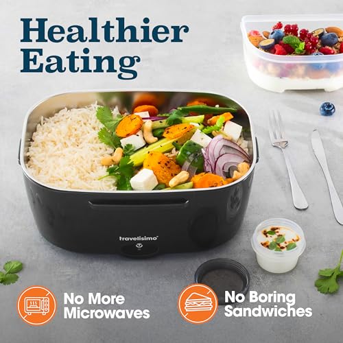 Black Electric Lunch Box 1.5L Portable Food Warmer 100W for Travel & Work