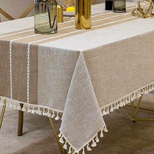Deep Dream Waterproof Rectangular Tablecloth 86 x 55 Inch Light Coffee, Wrinkle-Free & Anti-Fading