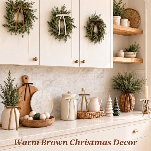 24 Pcs Brown Velvet Bows for Christmas Tree, Decor