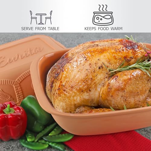 7.2 Quart Clay Roaster with Lid - Non-Stick Earthenware Dutch Oven