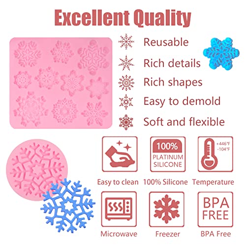 Christmas Snowflake Silicone Mold 5-Piece Set for Cake Decoration & Crafts