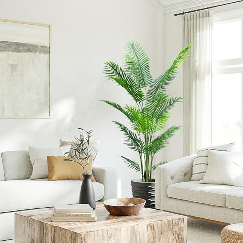 HAIHONG 6FT Artificial Areca Palm Tree Fake Indoor Exterior Decor with Adjustable Branches - 1 Pack
