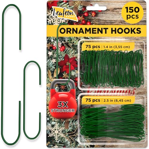 150 Pack Ornament Hooks for Christmas ? Essential Christmas Ornament Hangers ? Perfect Xmas Ornament Hangers for Tree Decoration (Green)