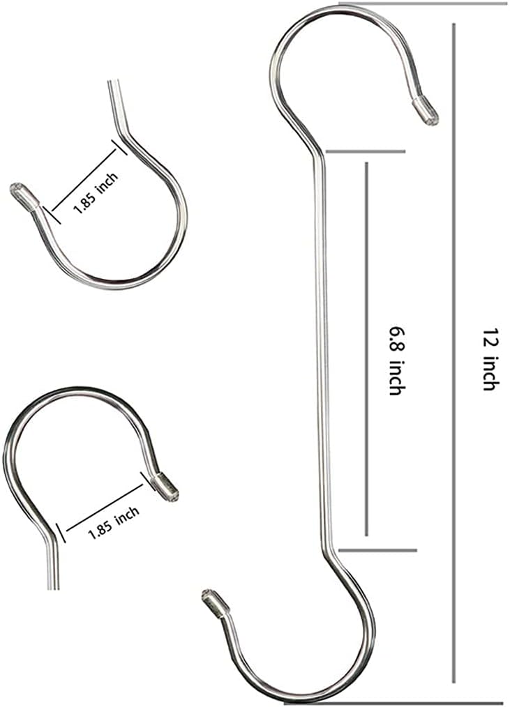 Lchkrep Extra Large Heavy Duty S Hooks - 6 Pack for Outdoor Plants, Baskets & Garden Decor (12 Inch)