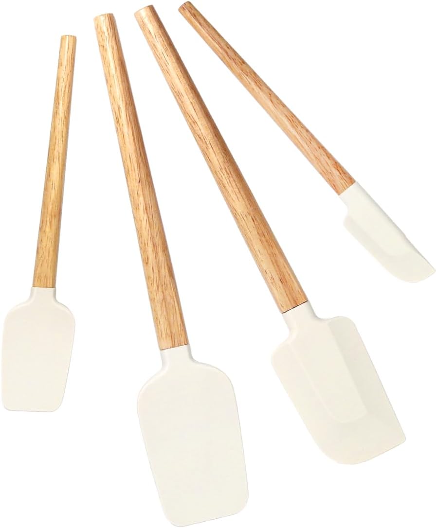 Silicone Spatula Set - Food Grade Rubber Kitchen Tools | 4-Piece Nonstick Heat Resistant Up to 600°F