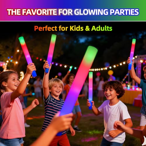 118 Pack Foam Glow Sticks Bulk Party Favors with 3 Flashing Modes - Light Up for Camping, Raves, Events - Variation of THIS listing 118