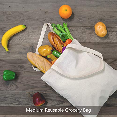 Medium Beige Cotton Tote Bags 48 Pack - Reusable Grocery & Gift Bags