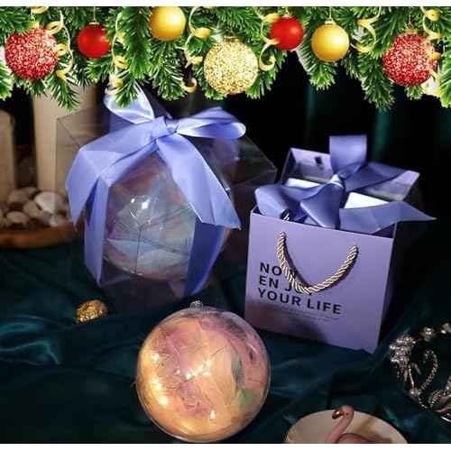 10PK 80MM Clear Plastic Fillable Ornaments,Transparent DIY Craft Ball,Clear DIY Christmas Ornament Large Sizes for Wedding,Party,Home Decor (10)