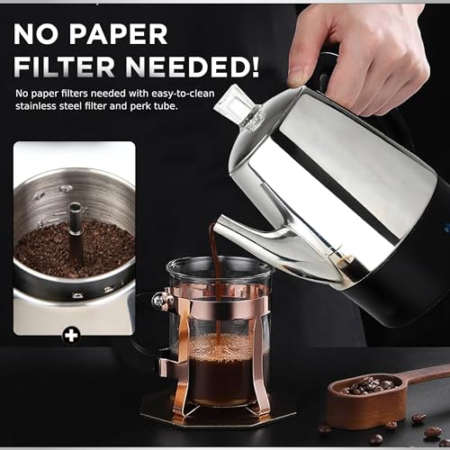 Mixpresso 10 Cup Electric Coffee Percolator Stainless Steel - Compact & Durable