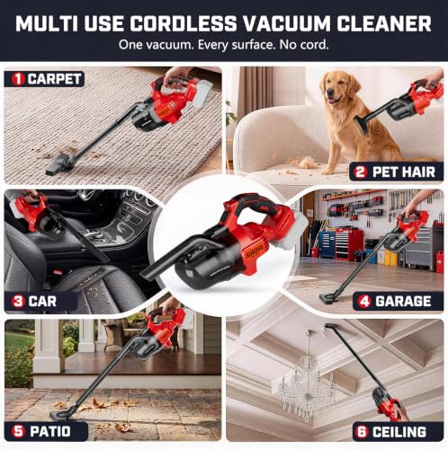 Cordless Vacuum Cleaner with Milwaukee 18V Battery Compatibility - Lightweight & Powerful