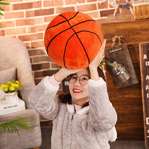 Basketball Plush,Plush Football Basketball Pillow,Stuffed Sports Throw Plushs Toy,Decorative Round Large Basketballs Pillow, 3D Ball Shaped Throw Pillows Gift for Girls or Boys (Orange,10")