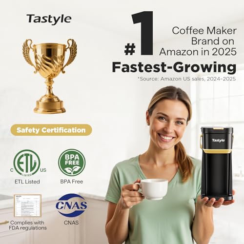 Mini Single Serve Coffee Maker with Handle - Black & Gold