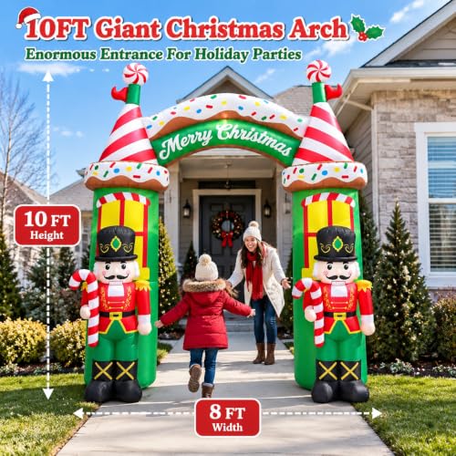 10 ft Christmas Inflatable Archway Nutcracker with LED Lights – Outdoor Holiday Decor