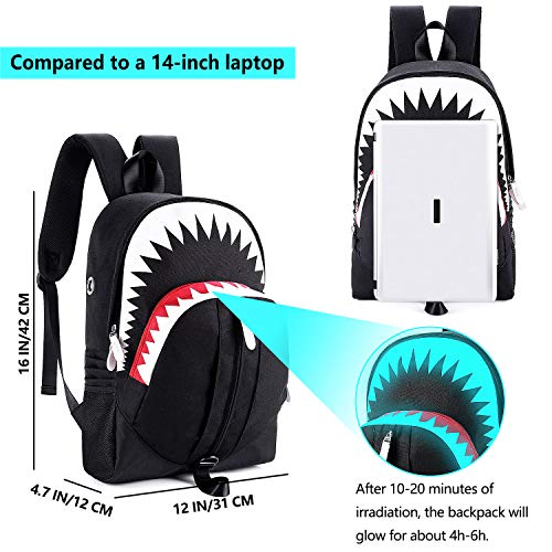 MCWTH Shark Backpack for Teen Boys - Glow School Bookbag, Waterproof & Comfortable