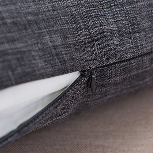 Jeanerlor Lined Linen Dark Grey Throw Pillow Cover 12x20 inch Cushion Case from Home Decor for Couch/Christmas,(30 x 50 cm), Dark Grey