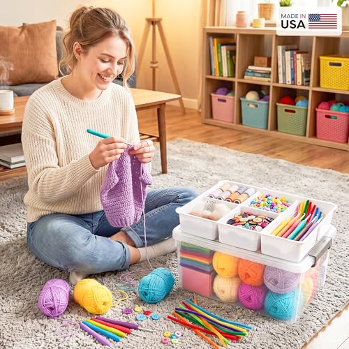 Citylife 17QT Clear Craft Storage Box with Removable Tray - 17 Qt, 1 Pack