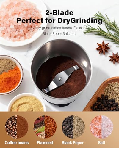 SHARDOR Electric Coffee Grinder with 2.5oz Capacity, 2 Bowls, Black