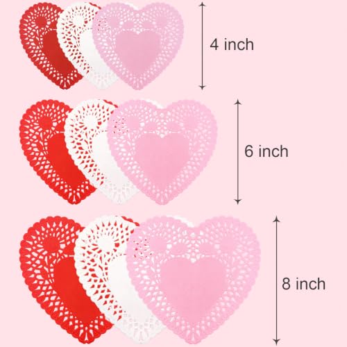 Mufanyu 108 Pcs Heart Shaped Paper Doilies 4-6-8 Inch Multi-Color Valentine's Day Decorations