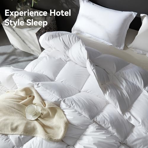 Queen All-Season Goose Feather Down Comforter - Luxury Hotel-Grade Bedding