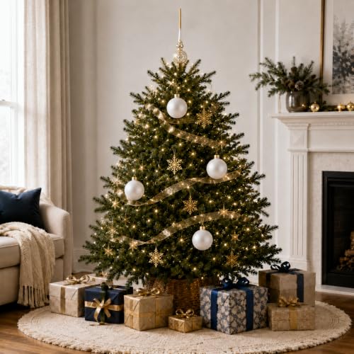 Set of 4 Matte White Glass Christmas Ornaments 4 Inches - Holiday Decor