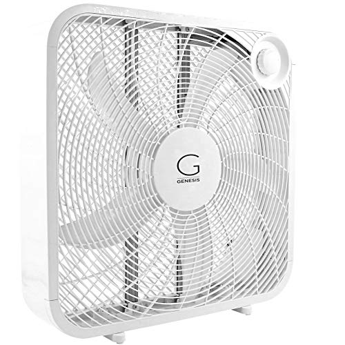 20-Inch Box Fan with 3-Speed Settings, Max Cooling Technology, Carry Handle - White