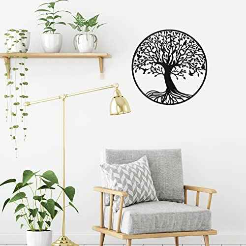 Demissle Tree of Life Metal Wall Art 11.8 Inch Wall Hanging Family Tree Wall Decor Hanging Garden Sculptures for Bedroom Living Room Decor Indoor Outdoor Decoration Christmas gift
