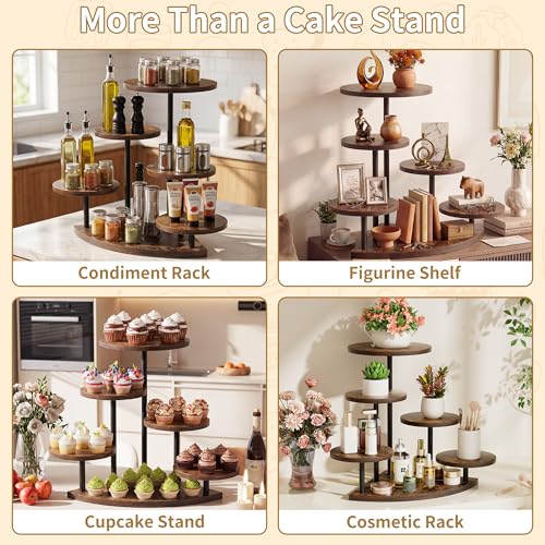 EVAWOO 6-Tier Corner Cake Stand for Cupcakes & Desserts, Rustic Wood & Iron Display