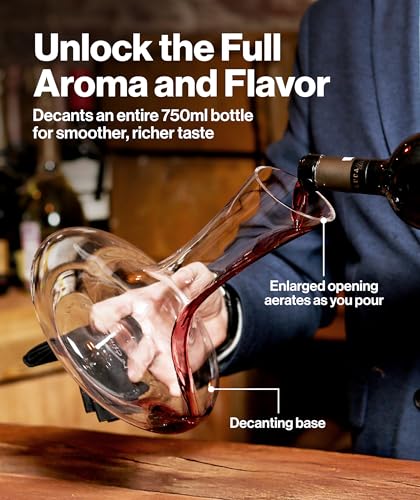 Large Crystal Wine Decanter with Built-In Aerator - 750ml