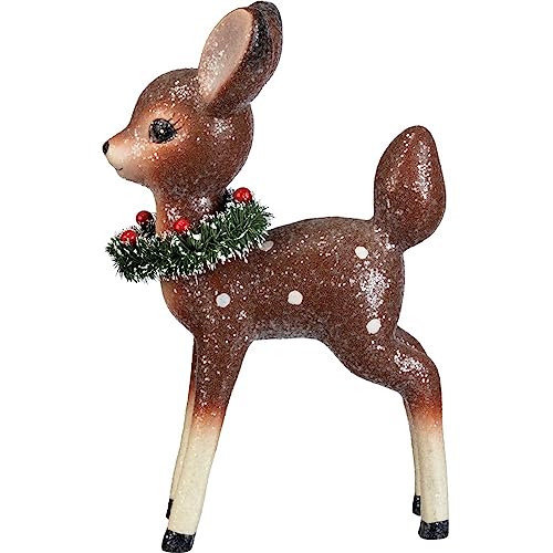 Primitives by Kathy Christmas Standing Deer Figurine with Glitter, 9.25 Inches