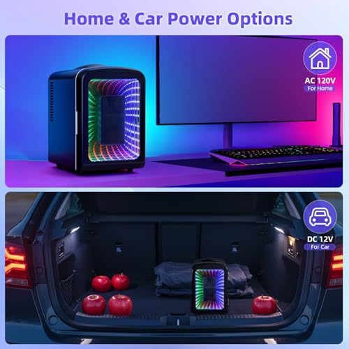 Antarctic Star Black 4L Compact Mini Fridge with Gaming Light, Portable Cooler
