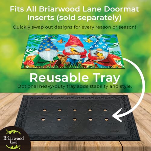 Outdoor Rubber Doormat Tray with Floral Design - Heavyweight Recycled Rubber