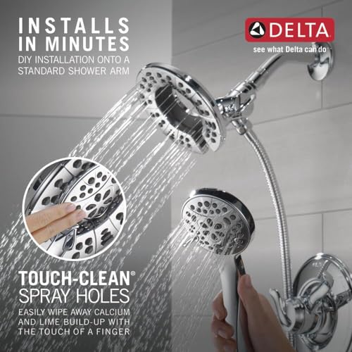 Chrome Dual Shower Head with Handheld Spray - 4 Spray Options, 1.75 GPM