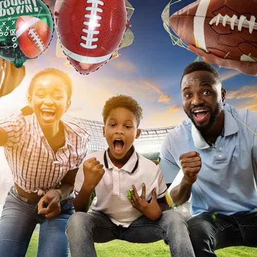 6 Pieces Football Balloons Set, 3 Pieces Football Field Balloons and 3 Pieces Football Foil Balloons for Tailgate Game Day Football Theme Supplies Birthday Party Decorations,Football Party Supplies
