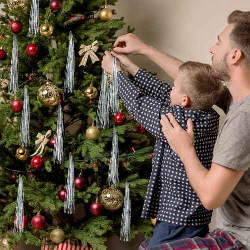 2500 Strands Christmas Tinsel Icicles Silver Iridescent Tinsel Foil Fringe Icicles Christmas Tree Tinsel Decoration for Christmas Birthday Wedding Party Hanging Decoration