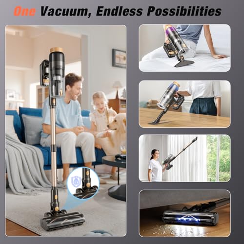 Cordless Vacuum Cleaner 650W 55KPa Stick Vacuum for Pet Hair Carpet Hardwood