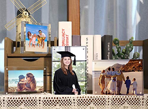HELPLEX 8x10 Acrylic Photo Frames 2 Pack Frameless Double-Sided Magnetic Display