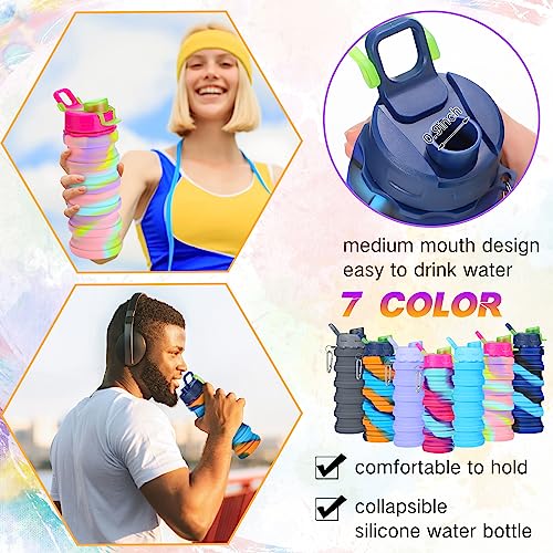 Sunnyray 30 Pack Camouflage Collapsible Water Bottles 17oz with Clips
