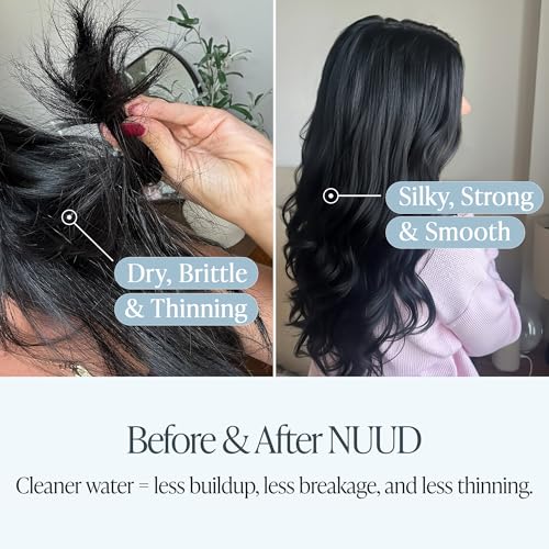 NUUD Brushed Nickel Filtered Shower Head – Chlorine Removal for Hair & Skin Health