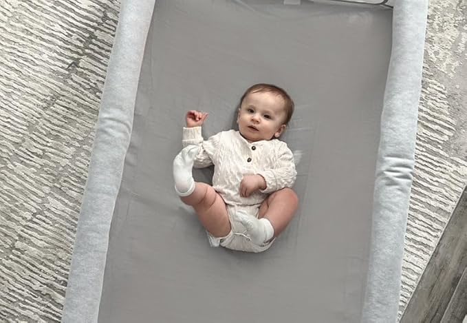 Baby Travel Crib Fitted Sheet 2-Pack - Breathable Cotton for 2024 Deluxe Model